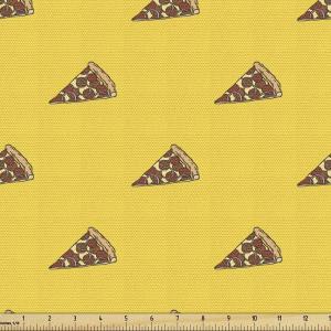Ambesonne Mid Century Fabric by The Yard, Abstract Christmas Holiday Tree Illustrations Inspired by The Fifties, Decorative Fabric for Upholstery and Home Accents, 3 Yards, Black Yellow(Mustard Yellow)