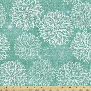 Ambesonne Mid Century Fabric by The Yard, Abstract Christmas Holiday Tree Illustrations Inspired by The Fifties, Decorative Fabric for Upholstery and Home Accents, 3 Yards, Black Yellow(White Teal)