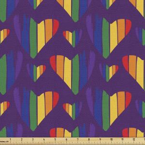 Ambesonne Mid Century Fabric by The Yard, Abstract Christmas Holiday Tree Illustrations Inspired by The Fifties, Decorative Fabric for Upholstery and Home Accents, 3 Yards, Black Yellow(Purple Green)