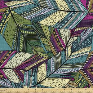 Ambesonne Mid Century Fabric by The Yard, Abstract Christmas Holiday Tree Illustrations Inspired by The Fifties, Decorative Fabric for Upholstery and Home Accents, 3 Yards, Black Yellow(Purple Cream)