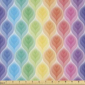 Ambesonne Mid Century Fabric by The Yard, Abstract Christmas Holiday Tree Illustrations Inspired by The Fifties, Decorative Fabric for Upholstery and Home Accents, 3 Yards, Black Yellow(Yellow Blue)