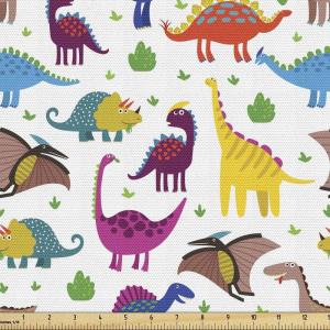 Ambesonne Mid Century Fabric by The Yard, Abstract Christmas Holiday Tree Illustrations Inspired by The Fifties, Decorative Fabric for Upholstery and Home Accents, 3 Yards, Black Yellow(Magenta Yellow)