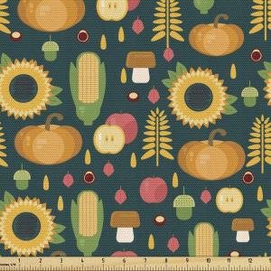 Ambesonne Mid Century Fabric by The Yard, Abstract Christmas Holiday Tree Illustrations Inspired by The Fifties, Decorative Fabric for Upholstery and Home Accents, 3 Yards, Black Yellow(Green)