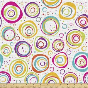 Ambesonne Mid Century Fabric by The Yard, Abstract Christmas Holiday Tree Illustrations Inspired by The Fifties, Decorative Fabric for Upholstery and Home Accents, 3 Yards, Black Yellow(Yellow and Green)