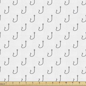 Ambesonne Mid Century Fabric by The Yard, Abstract Christmas Holiday Tree Illustrations Inspired by The Fifties, Decorative Fabric for Upholstery and Home Accents, 3 Yards, Black Yellow(White and Grey)