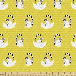 Ambesonne Mid Century Fabric by The Yard, Abstract Christmas Holiday Tree Illustrations Inspired by The Fifties, Decorative Fabric for Upholstery and Home Accents, 3 Yards, Black Yellow(Yellow)