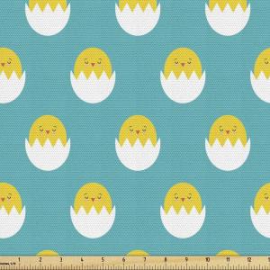 Ambesonne Mid Century Fabric by The Yard, Abstract Christmas Holiday Tree Illustrations Inspired by The Fifties, Decorative Fabric for Upholstery and Home Accents, 3 Yards, Black Yellow(Seafoam Yellow)