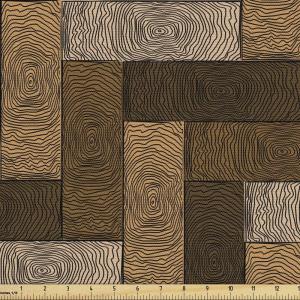 Ambesonne Mid Century Fabric by The Yard, Abstract Christmas Holiday Tree Illustrations Inspired by The Fifties, Decorative Fabric for Upholstery and Home Accents, 3 Yards, Black Yellow(Brown Cream)
