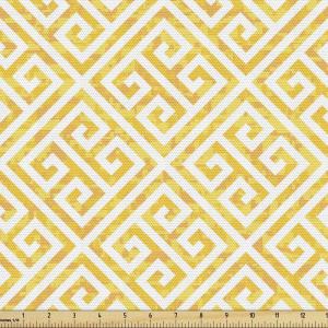 Ambesonne Mid Century Fabric by The Yard, Abstract Christmas Holiday Tree Illustrations Inspired by The Fifties, Decorative Fabric for Upholstery and Home Accents, 3 Yards, Black Yellow(Yellow White)