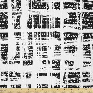 Ambesonne Mid Century Fabric by The Yard, Abstract Christmas Holiday Tree Illustrations Inspired by The Fifties, Decorative Fabric for Upholstery and Home Accents, 3 Yards, Black Yellow(Black White)