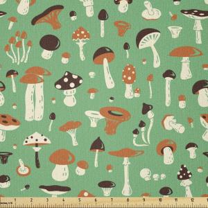 Ambesonne Mid Century Fabric by The Yard, Abstract Christmas Holiday Tree Illustrations Inspired by The Fifties, Decorative Fabric for Upholstery and Home Accents, 3 Yards, Black Yellow(Dark Orange Seal Brown)