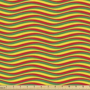 Ambesonne Mid Century Fabric by The Yard, Abstract Christmas Holiday Tree Illustrations Inspired by The Fifties, Decorative Fabric for Upholstery and Home Accents, 3 Yards, Black Yellow(Marigold Green)