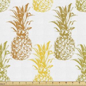 Ambesonne Mid Century Fabric by The Yard, Abstract Christmas Holiday Tree Illustrations Inspired by The Fifties, Decorative Fabric for Upholstery and Home Accents, 3 Yards, Black Yellow(Mustard Cinnamon)