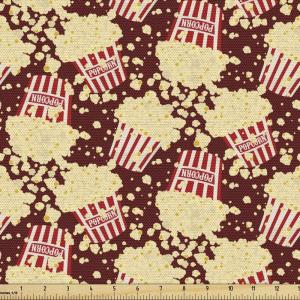 Ambesonne Mid Century Fabric by The Yard, Abstract Christmas Holiday Tree Illustrations Inspired by The Fifties, Decorative Fabric for Upholstery and Home Accents, 3 Yards, Black Yellow(Maroon Beige)