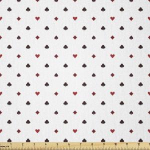 Ambesonne Mid Century Fabric by The Yard, Abstract Christmas Holiday Tree Illustrations Inspired by The Fifties, Decorative Fabric for Upholstery and Home Accents, 3 Yards, Black Yellow(Red Ruby Maroon)