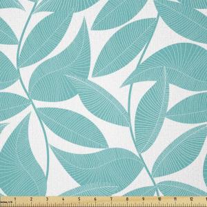 Ambesonne Mid Century Fabric by The Yard, Abstract Christmas Holiday Tree Illustrations Inspired by The Fifties, Decorative Fabric for Upholstery and Home Accents, 3 Yards, Black Yellow(Turquoise White)