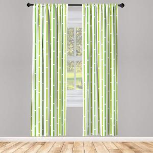 Ambesonne Modern Window Curtains, Jumble Colors Illustration of Oriental Floral Motif with Greenery Leaves, Lightweight Decorative 2-Panel Set & Rod Pocket, Pair of – 28″ x 63″, Pale Grey Multicolor(Lime Green)