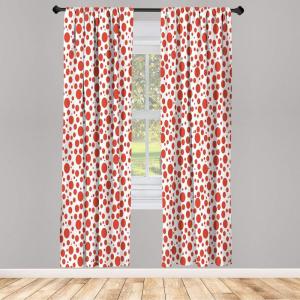 Ambesonne Modern Window Curtains, Jumble Colors Illustration of Oriental Floral Motif with Greenery Leaves, Lightweight Decorative 2-Panel Set & Rod Pocket, Pair of – 28″ x 63″, Pale Grey Multicolor(Vermilion White)
