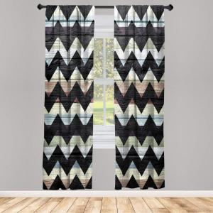 Ambesonne Modern Window Curtains, Jumble Colors Illustration of Oriental Floral Motif with Greenery Leaves, Lightweight Decorative 2-Panel Set & Rod Pocket, Pair of – 28″ x 63″, Pale Grey Multicolor(Black Blue)