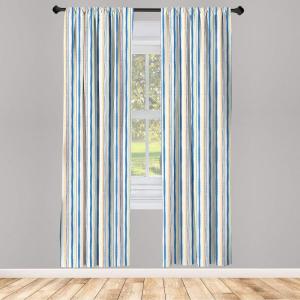 Ambesonne Modern Window Curtains, Jumble Colors Illustration of Oriental Floral Motif with Greenery Leaves, Lightweight Decorative 2-Panel Set & Rod Pocket, Pair of – 28″ x 63″, Pale Grey Multicolor(Blue Beige)