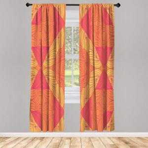Ambesonne Modern Window Curtains, Jumble Colors Illustration of Oriental Floral Motif with Greenery Leaves, Lightweight Decorative 2-Panel Set & Rod Pocket, Pair of – 28″ x 63″, Pale Grey Multicolor(Coral Sienna)