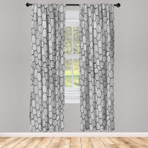 Ambesonne Modern Window Curtains, Jumble Colors Illustration of Oriental Floral Motif with Greenery Leaves, Lightweight Decorative 2-Panel Set & Rod Pocket, Pair of – 28″ x 63″, Pale Grey Multicolor(White and Black)