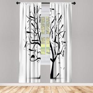 Ambesonne Modern Window Curtains, Jumble Colors Illustration of Oriental Floral Motif with Greenery Leaves, Lightweight Decorative 2-Panel Set & Rod Pocket, Pair of – 28″ x 63″, Pale Grey Multicolor(White Charcoal)