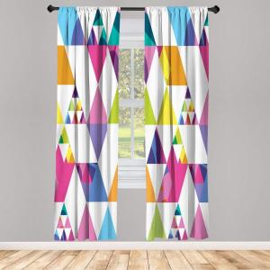 Ambesonne Modern Window Curtains, Jumble Colors Illustration of Oriental Floral Motif with Greenery Leaves, Lightweight Decorative 2-Panel Set & Rod Pocket, Pair of – 28″ x 63″, Pale Grey Multicolor(Magenta White)
