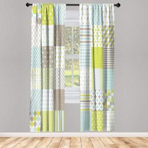Ambesonne Modern Window Curtains, Jumble Colors Illustration of Oriental Floral Motif with Greenery Leaves, Lightweight Decorative 2-Panel Set & Rod Pocket, Pair of – 28″ x 63″, Pale Grey Multicolor(Avocado Green)