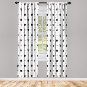 Ambesonne Modern Window Curtains, Jumble Colors Illustration of Oriental Floral Motif with Greenery Leaves, Lightweight Decorative 2-Panel Set & Rod Pocket, Pair of – 28″ x 63″, Pale Grey Multicolor(Cream Grey Black)
