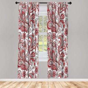 Ambesonne Modern Window Curtains, Jumble Colors Illustration of Oriental Floral Motif with Greenery Leaves, Lightweight Decorative 2-Panel Set & Rod Pocket, Pair of – 28″ x 63″, Pale Grey Multicolor(Pale Pink Soft Blue)