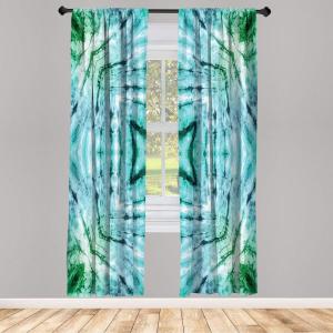 Ambesonne Modern Window Curtains, Jumble Colors Illustration of Oriental Floral Motif with Greenery Leaves, Lightweight Decorative 2-Panel Set & Rod Pocket, Pair of – 28″ x 63″, Pale Grey Multicolor(Teal Blue)