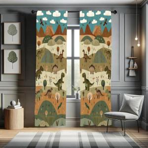 Ambesonne Modern Window Curtains, Jumble Colors Illustration of Oriental Floral Motif with Greenery Leaves, Lightweight Decorative 2-Panel Set & Rod Pocket, Pair of – 28″ x 63″, Pale Grey Multicolor(Khaki Salmon Redwood)