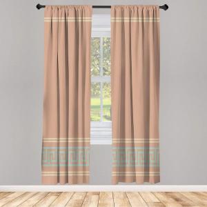 Ambesonne Modern Window Curtains, Jumble Colors Illustration of Oriental Floral Motif with Greenery Leaves, Lightweight Decorative 2-Panel Set & Rod Pocket, Pair of – 28″ x 63″, Pale Grey Multicolor(Warm Taupe and Sky Blue)