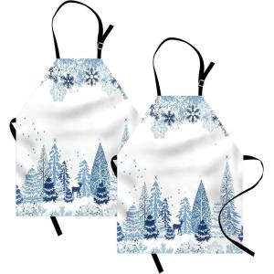 Ambesonne Multicolor Aprons(Blue White)