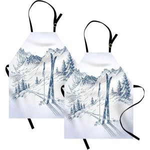 Ambesonne Multicolor Aprons(Blue and White)