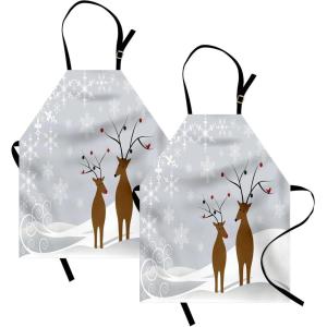 Ambesonne Multicolor Aprons(Brown Pale Grey White)