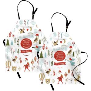 Ambesonne Multicolor Aprons(Coral White)