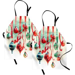 Ambesonne Multicolor Aprons(Dark Coral Green Blue)
