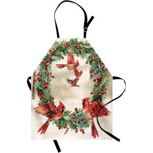 Ambesonne Multicolor Aprons(Dark Coral Green and Beige)