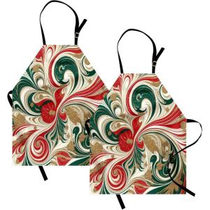 Ambesonne Multicolor Aprons(Dark Pink Green Ivory)