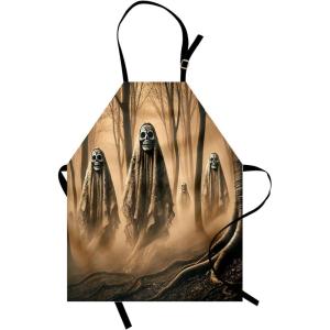 Ambesonne Multicolor Aprons(Ecru Dark Sepia)