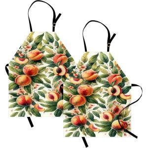 Ambesonne Multicolor Aprons(Fern Green Salmon White)