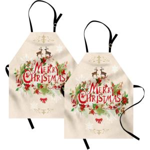 Ambesonne Multicolor Aprons(Green Red Tan)