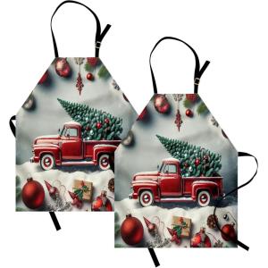 Ambesonne Multicolor Aprons(Grey Teal Ruby)