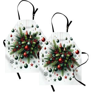 Ambesonne Multicolor Aprons(Hunter Green Vermilion)