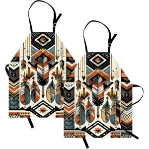 Ambesonne Multicolor Aprons(Ivory and Dark Orange)