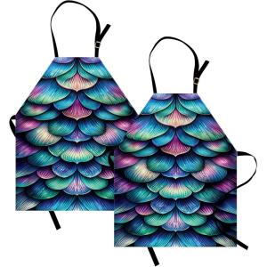 Ambesonne Multicolor Aprons(Lilac Seafoam Sky Blue)