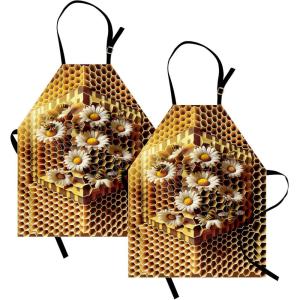 Ambesonne Multicolor Aprons(Mustard Ivory Grey Yellow)