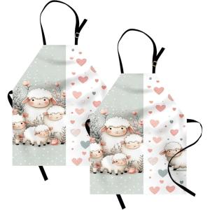 Ambesonne Multicolor Aprons(Pale Teal Blush Eggshell)